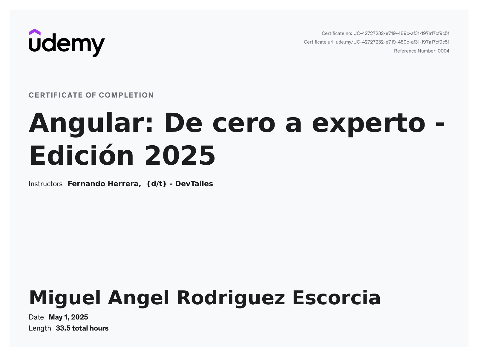 Certificado Angular