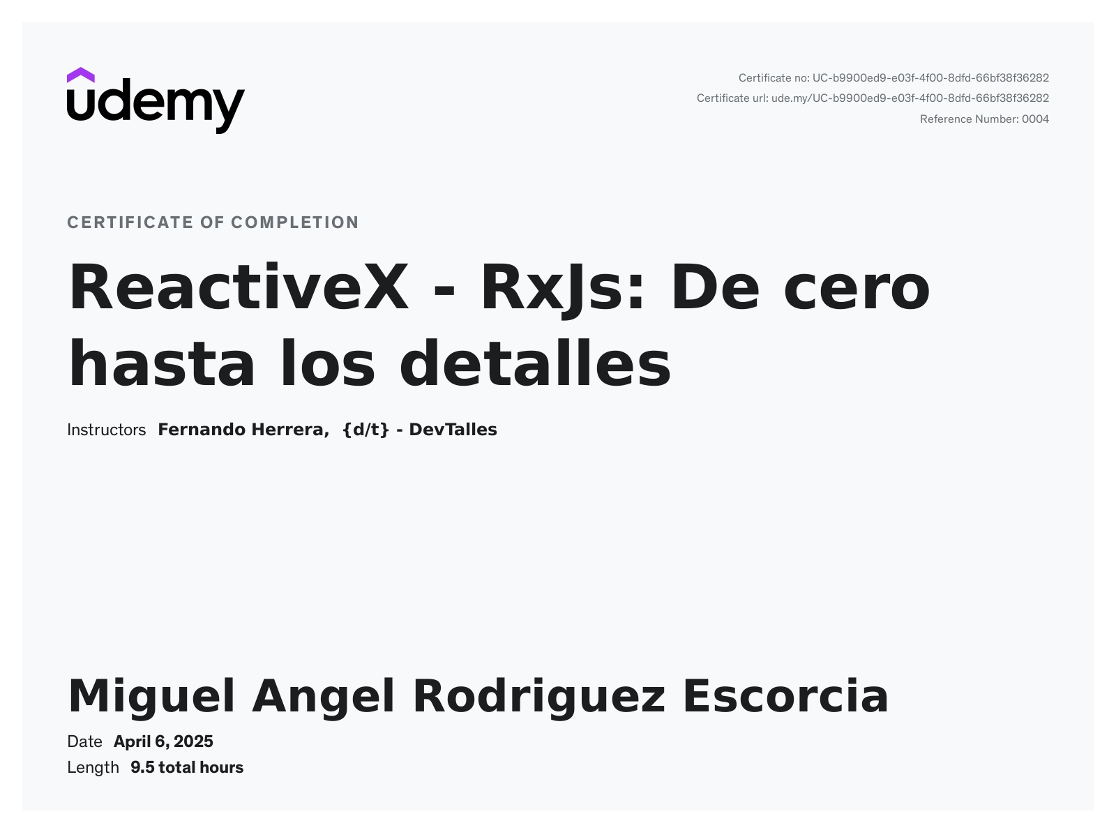 Certificado RxJS